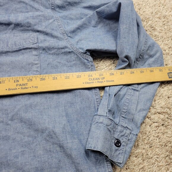 Ralph Lauren Polo Jeans Co Shirt Mens Medium Blue Denim Western 3/4 Button - Picture 4 of 7